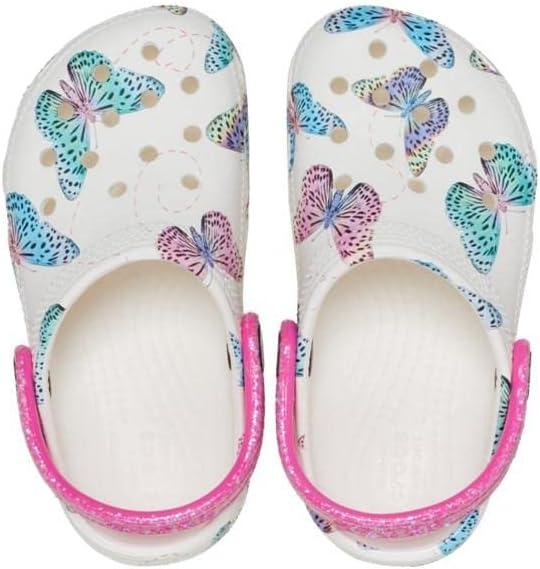 imageCrocs Kids Classic Glitter ClogWhiteMulti Butterfly