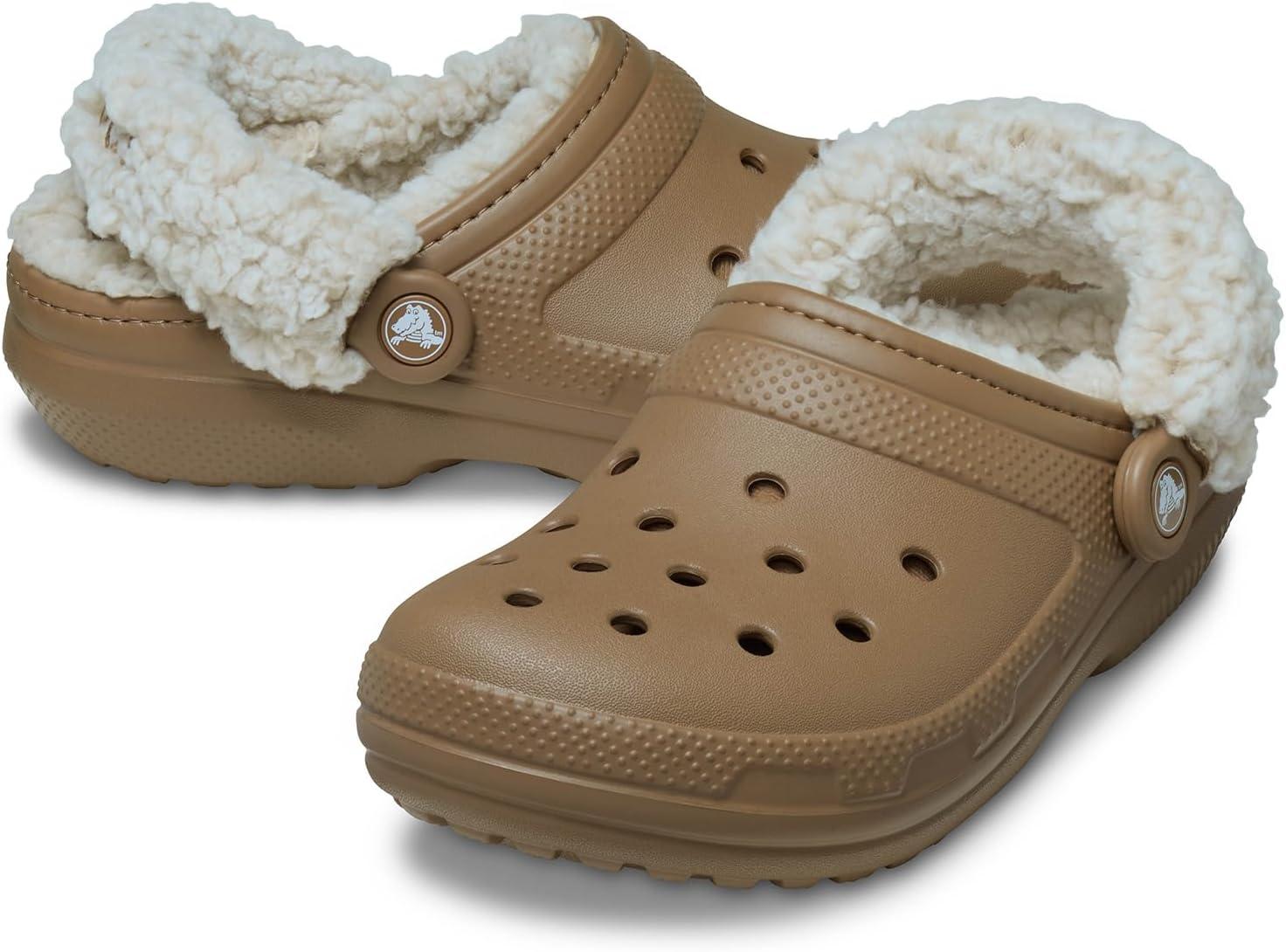 imageCrocs UnisexAdult Classic Fleece Lined Clogs Fuzzy Slippers for Women and MenSepia