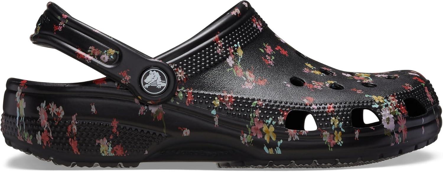 imageCrocs UnisexAdult Classic Graphic ClogsBlack Ditsy