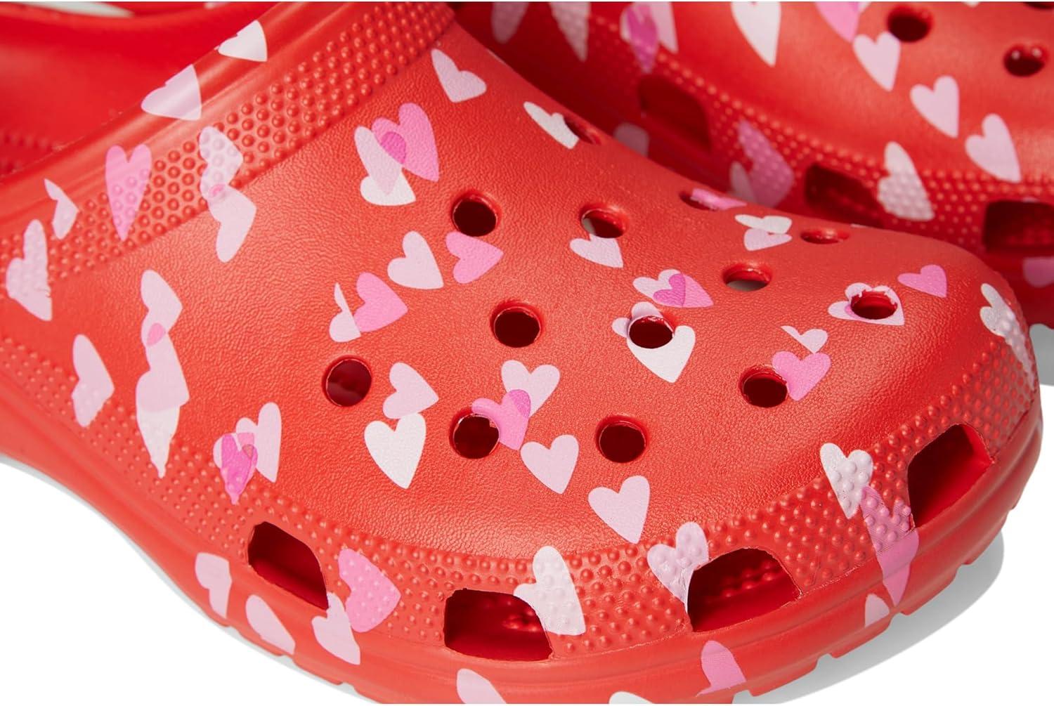 imageCrocs UnisexAdult Classic Graphic ClogsCherry RedHearts Butterflies