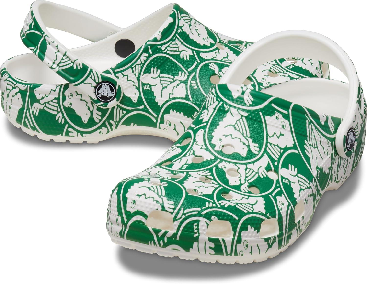 imageCrocs UnisexAdult Classic Graphic ClogsGreen Ivory