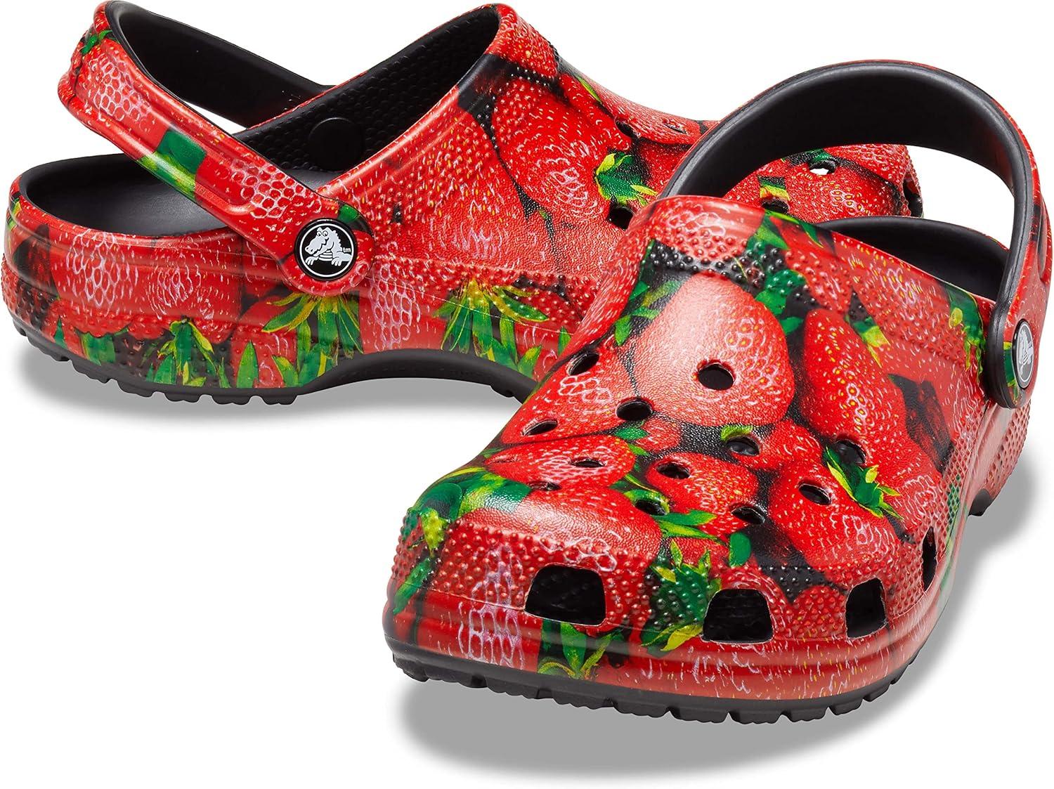 imageCrocs UnisexAdult Classic Graphic ClogsRedBlack
