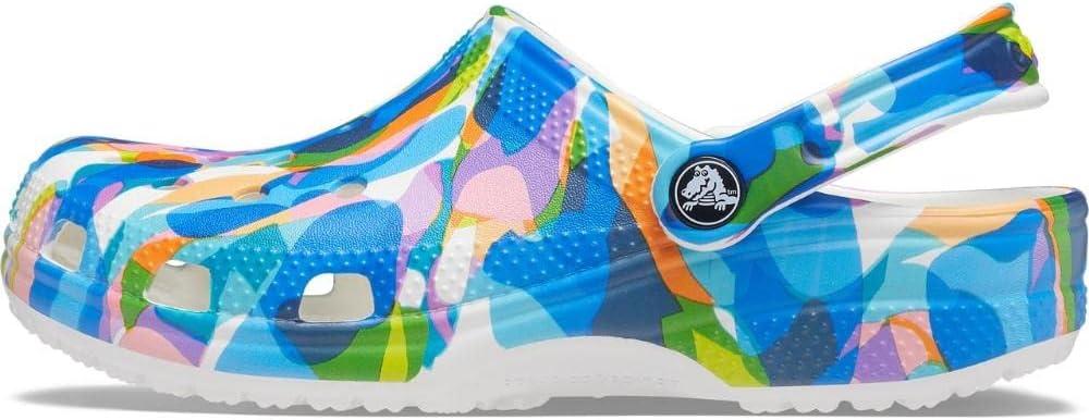 imageCrocs UnisexAdult Classic Graphic ClogsWhiteMulti