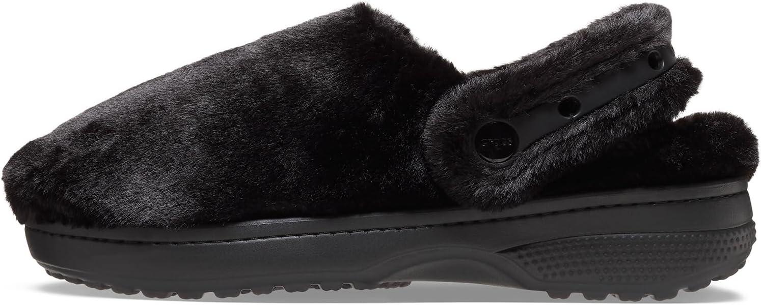 imageCrocs UnisexAdult Classic Unfurgettable Clogs Fuzzy SlippersBlack