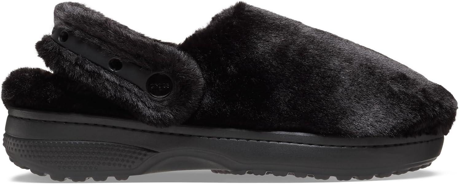 imageCrocs UnisexAdult Classic Unfurgettable Clogs Fuzzy SlippersBlack