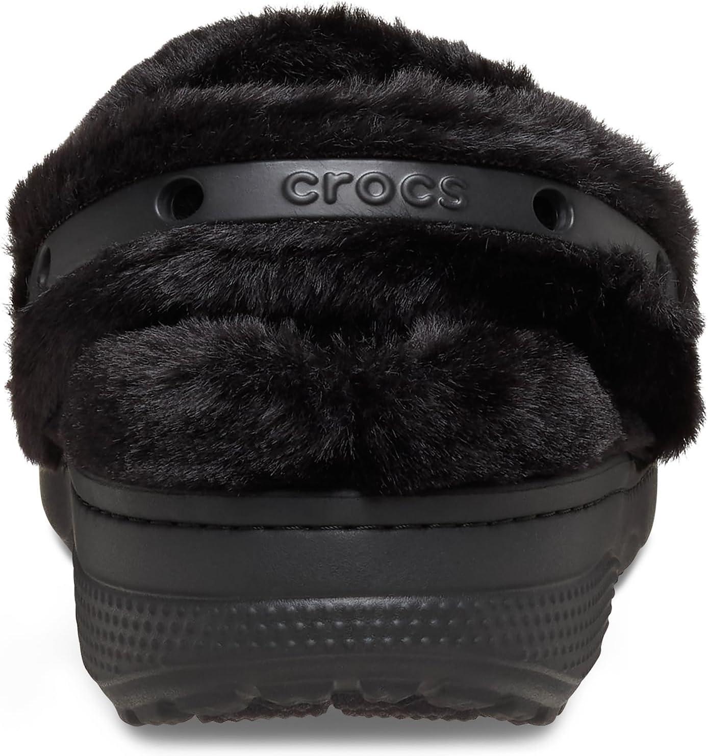 imageCrocs UnisexAdult Classic Unfurgettable Clogs Fuzzy SlippersBlack