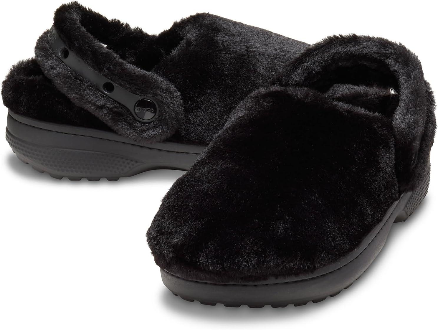 imageCrocs UnisexAdult Classic Unfurgettable Clogs Fuzzy SlippersBlack