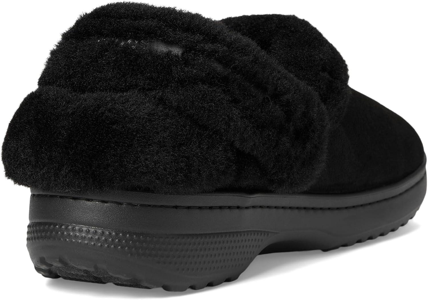 imageCrocs UnisexAdult Classic Unfurgettable Clogs Fuzzy SlippersBlack Vegan Suede