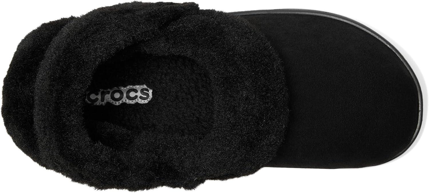 imageCrocs UnisexAdult Classic Unfurgettable Clogs Fuzzy SlippersBlack Vegan Suede