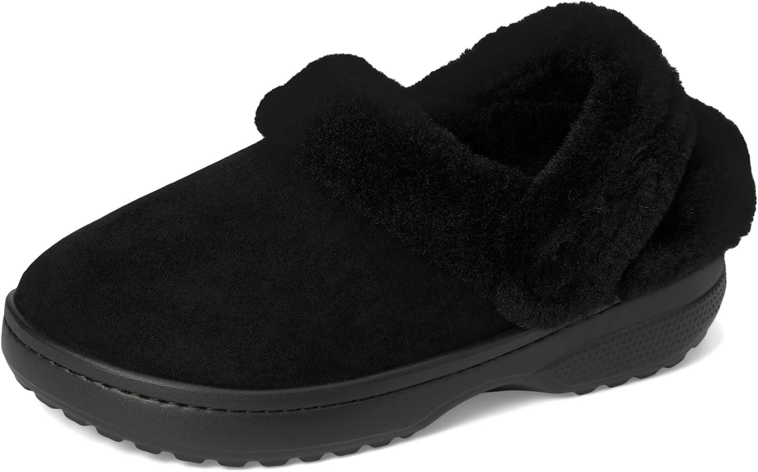 imageCrocs UnisexAdult Classic Unfurgettable Clogs Fuzzy SlippersBlack Vegan Suede