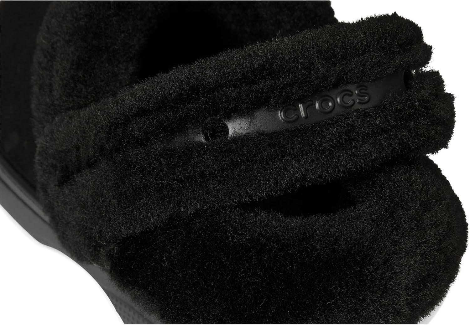 imageCrocs UnisexAdult Classic Unfurgettable Clogs Fuzzy SlippersBlack Vegan Suede