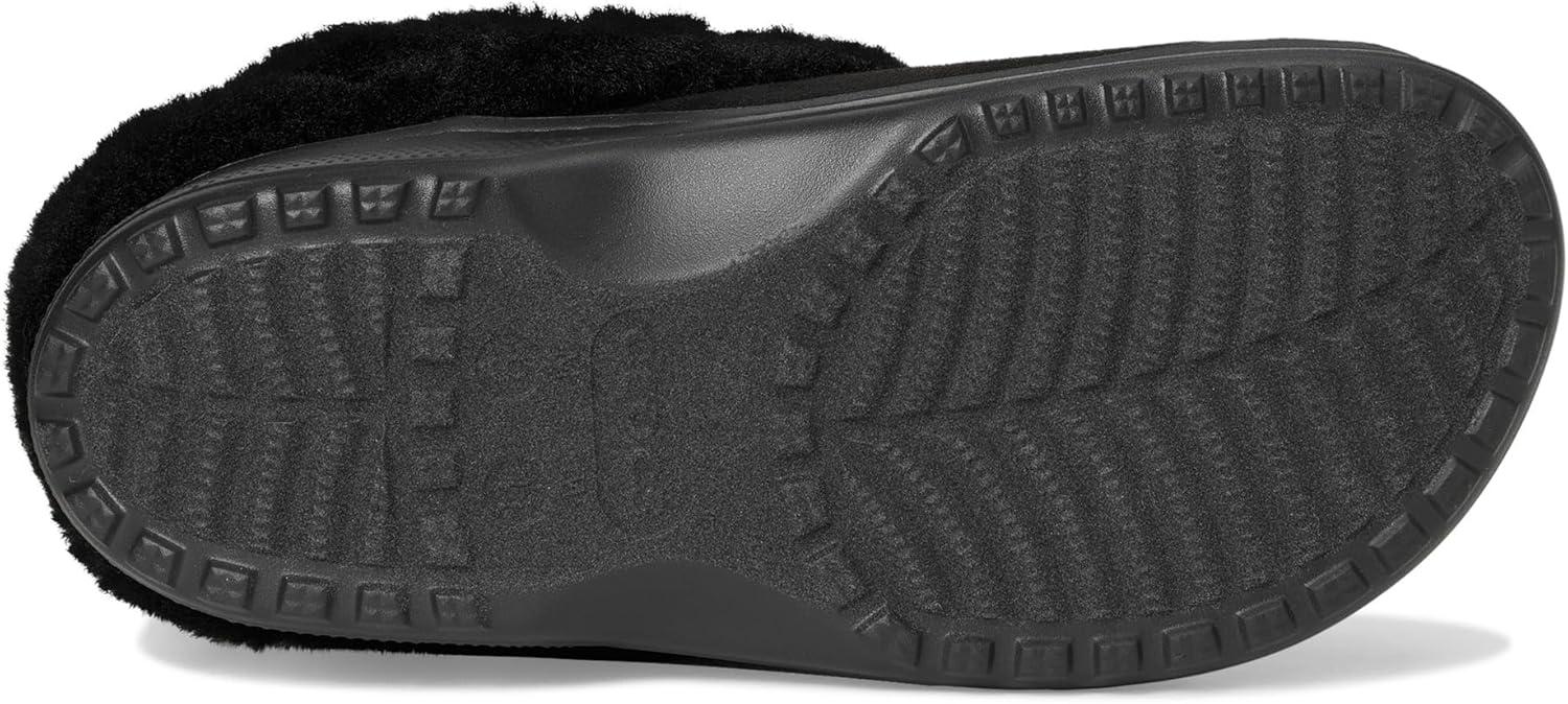 imageCrocs UnisexAdult Classic Unfurgettable Clogs Fuzzy SlippersBlack Vegan Suede