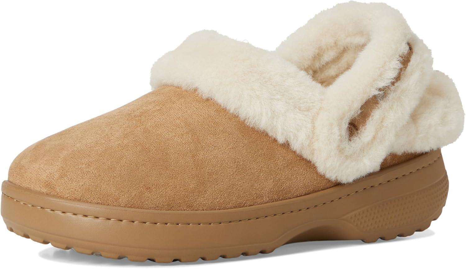 imageCrocs UnisexAdult Classic Unfurgettable Clogs Fuzzy SlippersSepia Vegan Suede