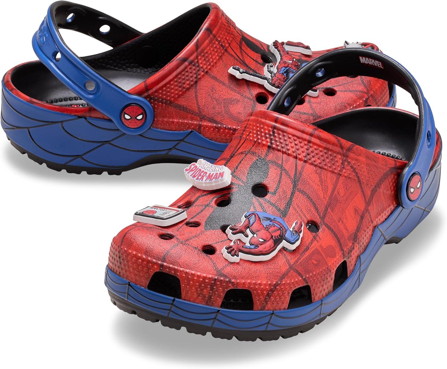 imageCrocs UnisexAdult Marvel Superhero Clogs Spiderman Black Panther and Captain America ShoesSpiderman Web
