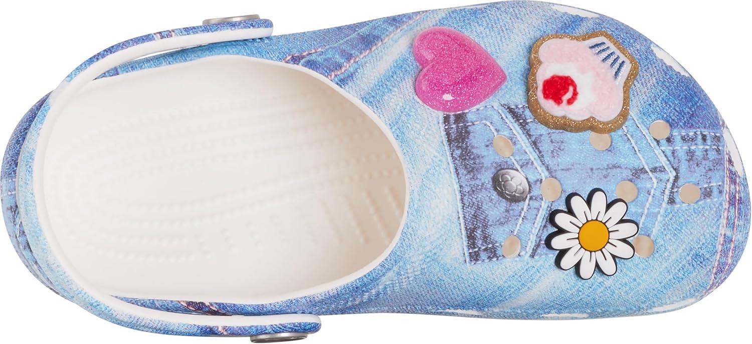 imageCrocs UnisexChild Classic Graphic ClogDenim PatchWhite Multi