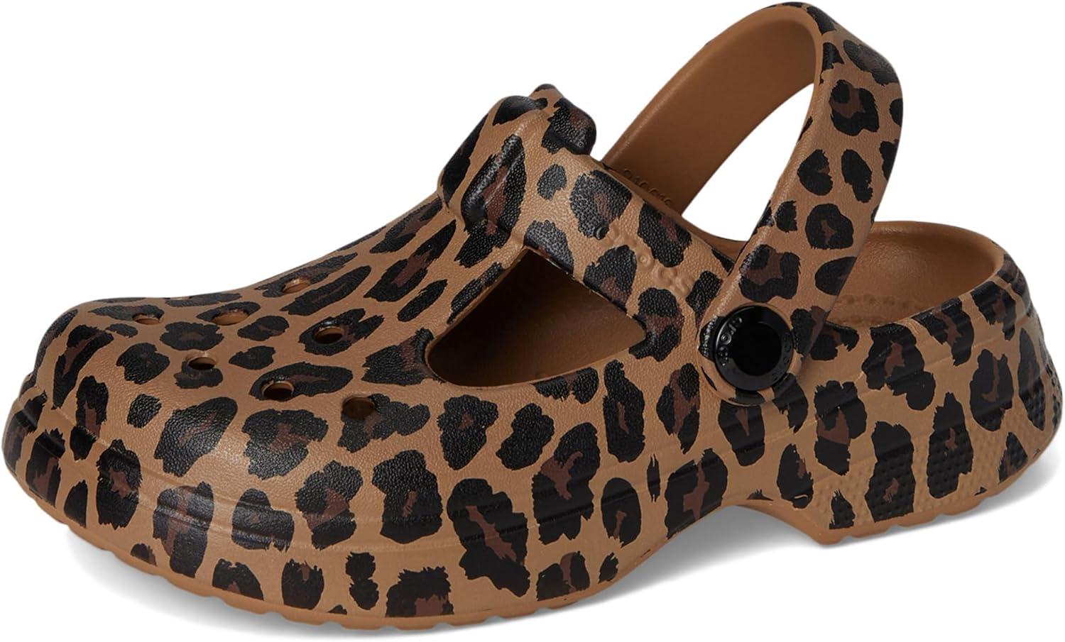 imageCrocs UnisexChild Classic Mary Jane Clogs ToddlerSepiaLeopard