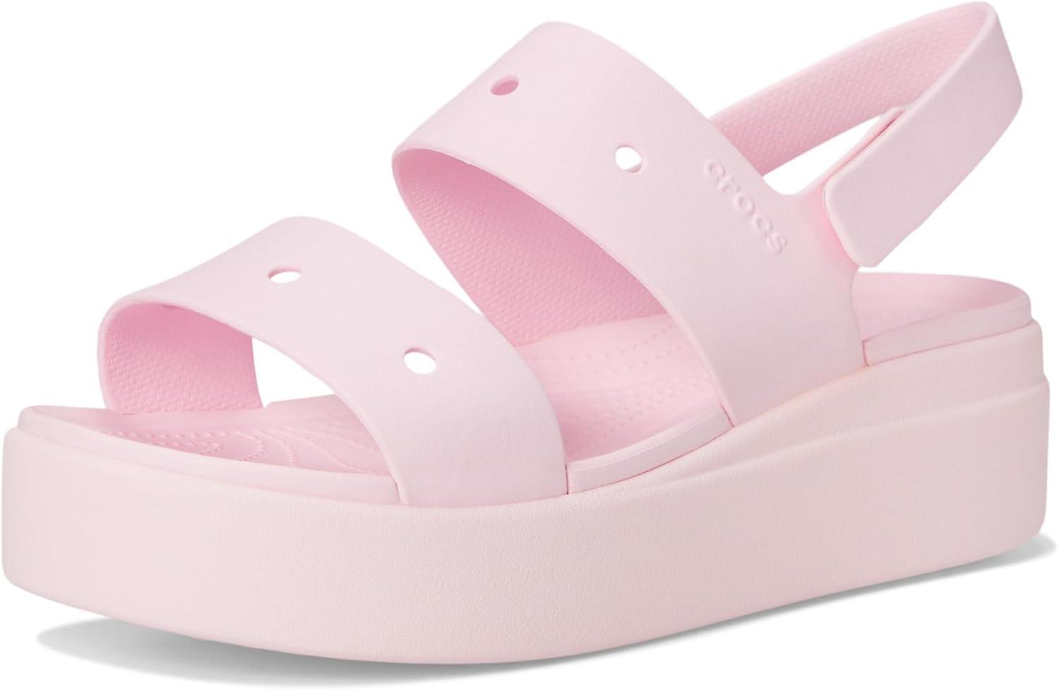 imageCrocs Womens Brooklyn 4U Low Wedges Platform Wedge Sandals for WomenPink Milk
