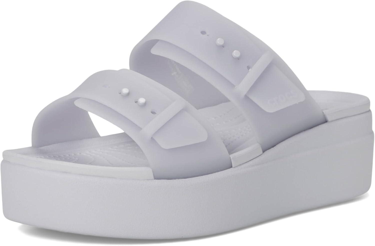 imageCrocs Womens Brooklyn Buckle Low WedgesPurple Moon