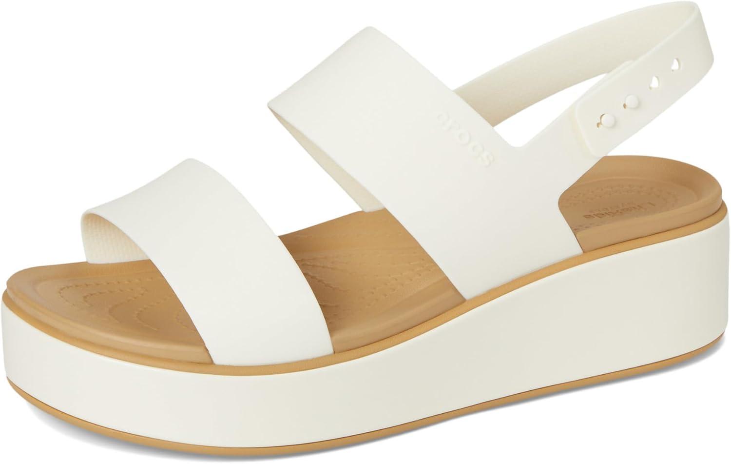 imageCrocs Womens Brooklyn Low Wedge SandalsChalkTan