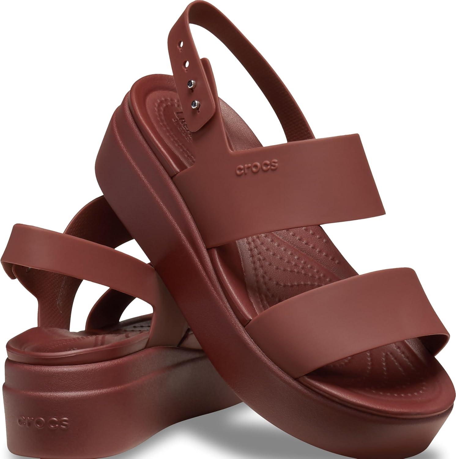 imageCrocs Womens Brooklyn Low Wedge SandalsDark Clay