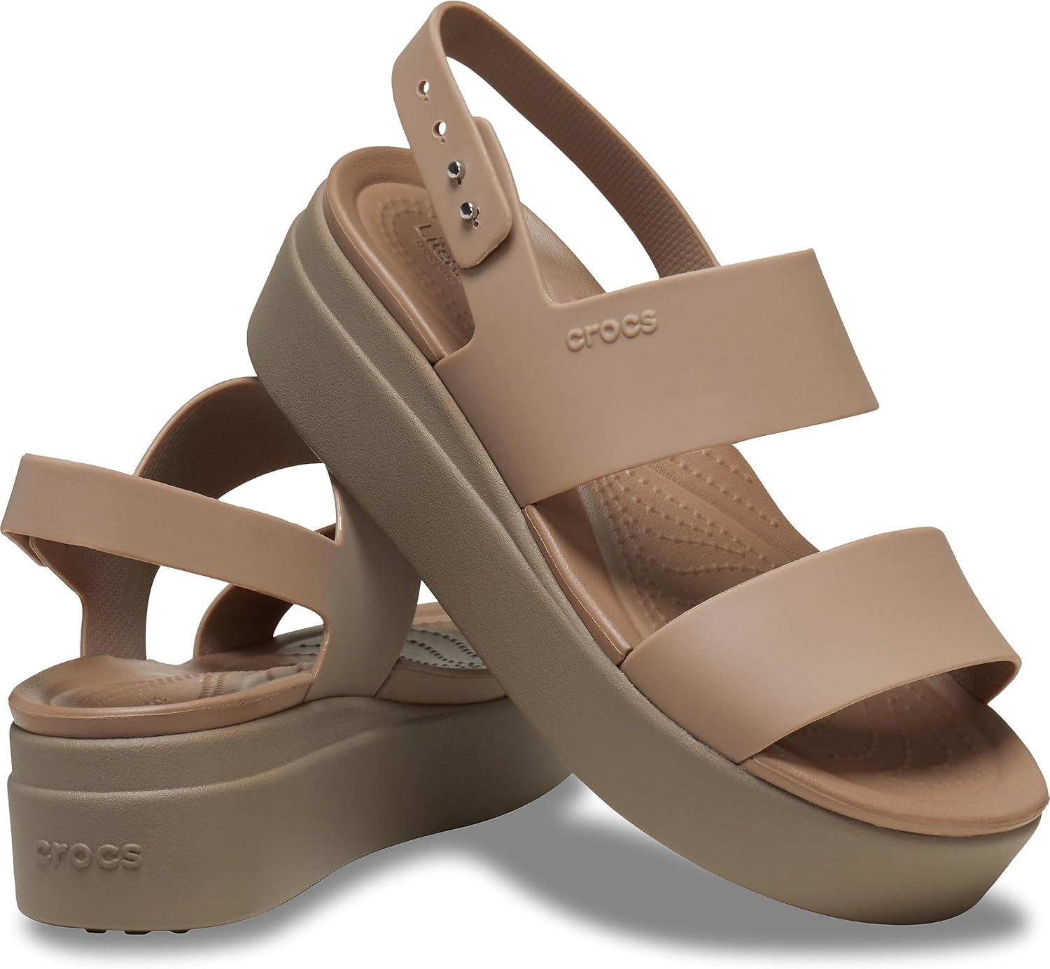 imageCrocs Womens Brooklyn Low Wedge SandalsLatteMushroom