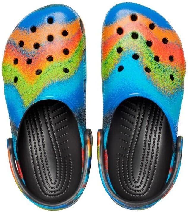 imageCrocs Womens Classic Marbled Tiedye ClogsBlackMulti Spray Dye
