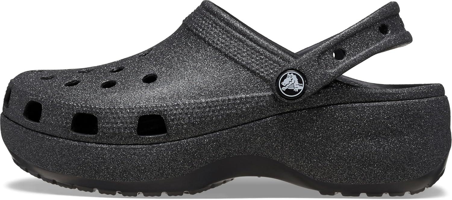 imageCrocs Womens Classic Platform Glitter ClogBlack