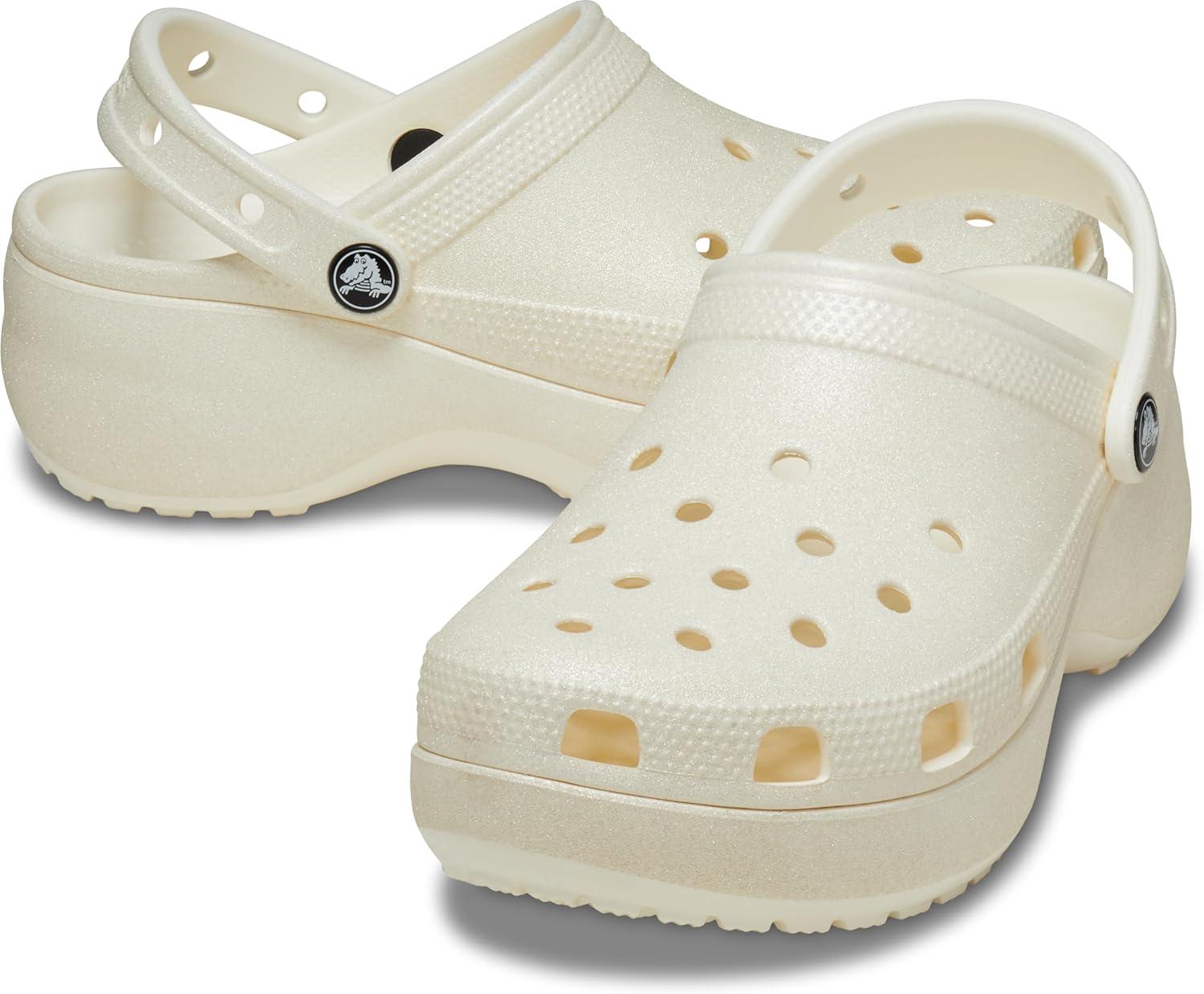 imageCrocs Womens Classic Platform Glitter ClogChalk