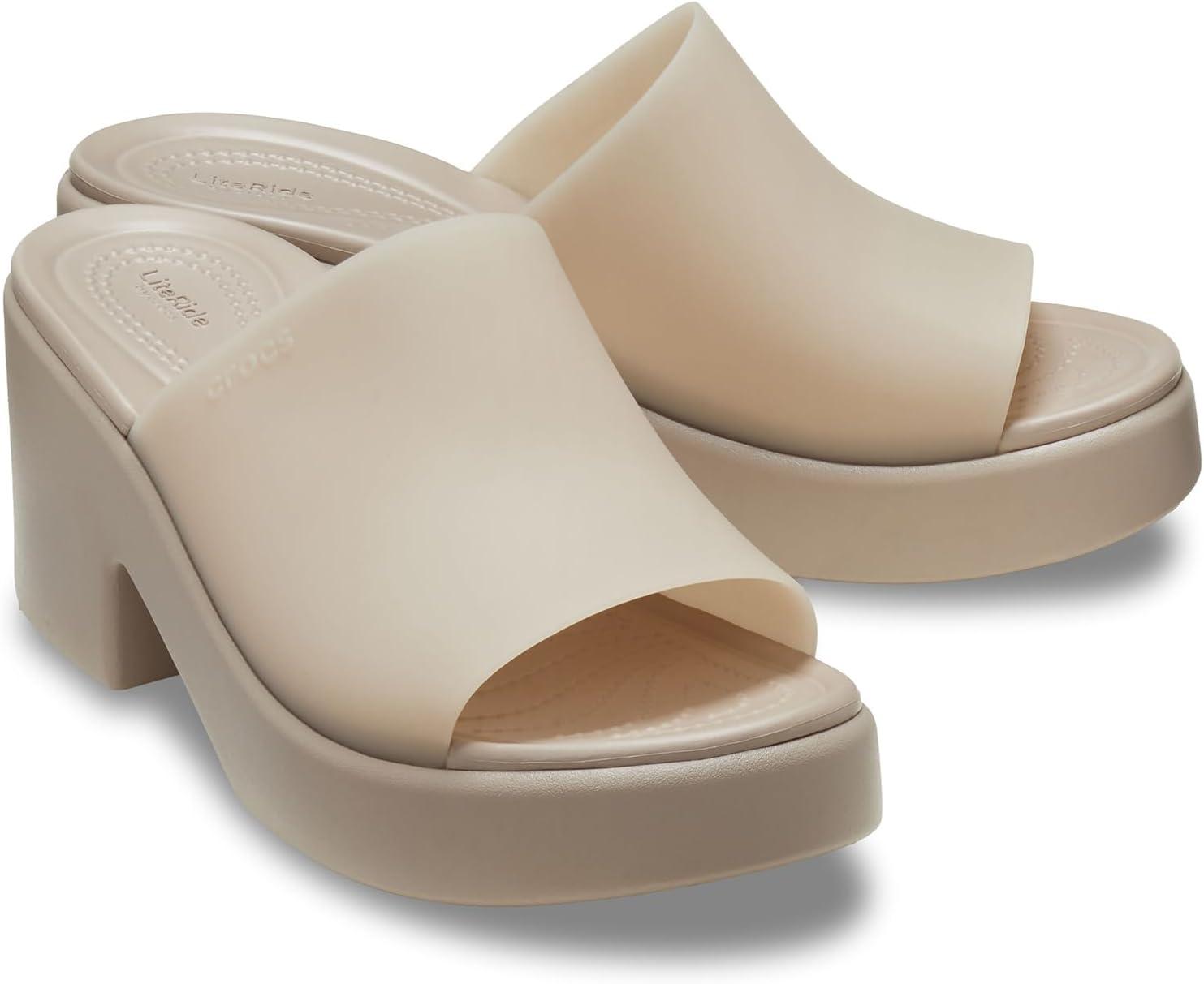 imageCrocs womens Brooklyn Slide HeelTaupe