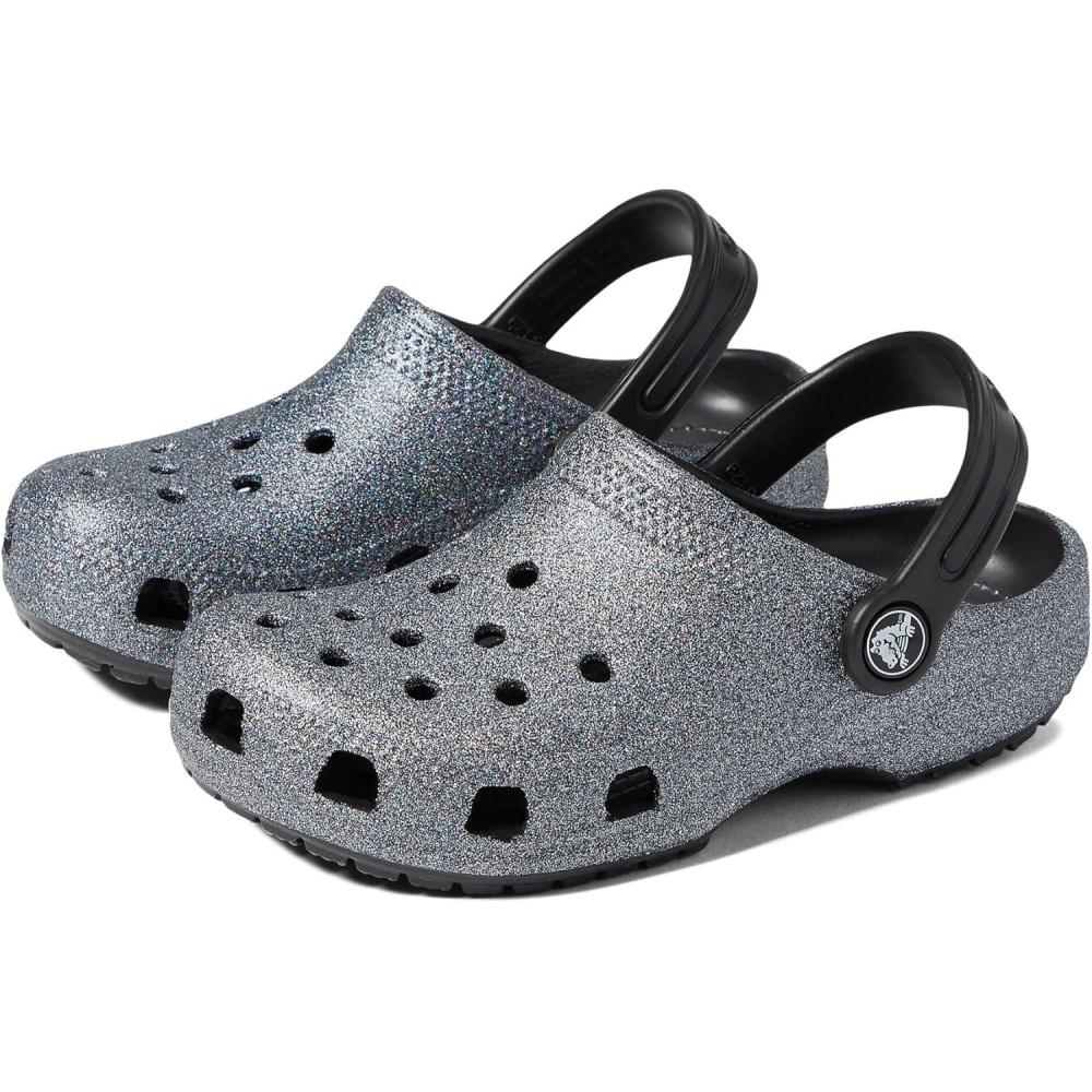 imageCrocs Kids Classic ClogsBlackSilver Glitter