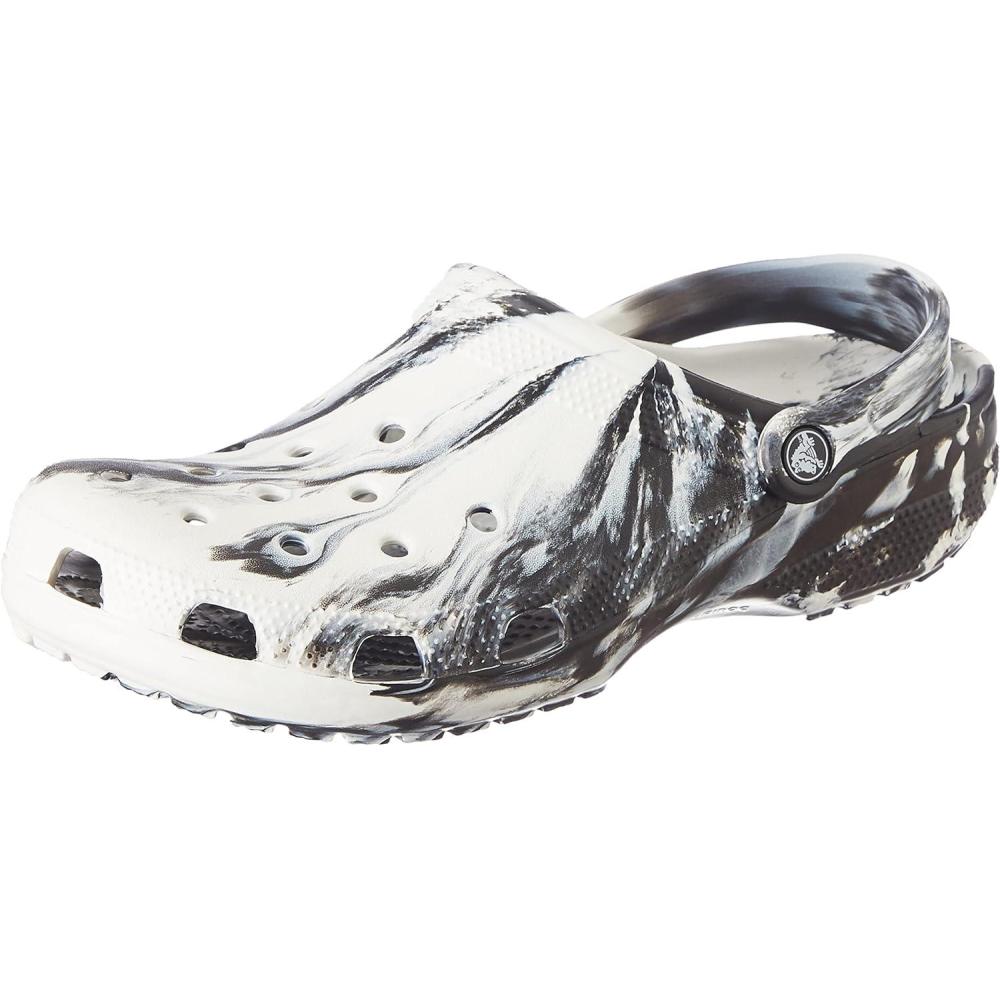 imageCrocs Unisex Adult Classic Marbled TieDye ClogsWhiteBlackn