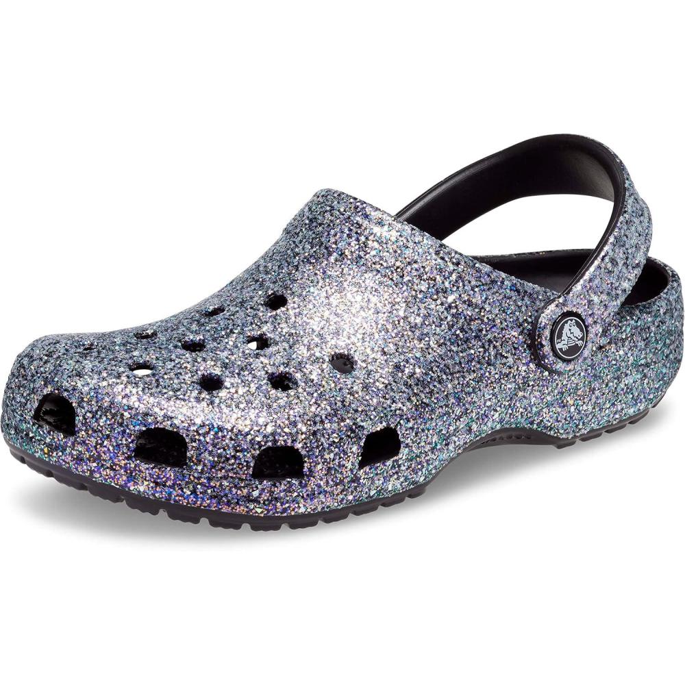 imageCrocs UnisexAdult Classic Glitter ClogsBlackMulti