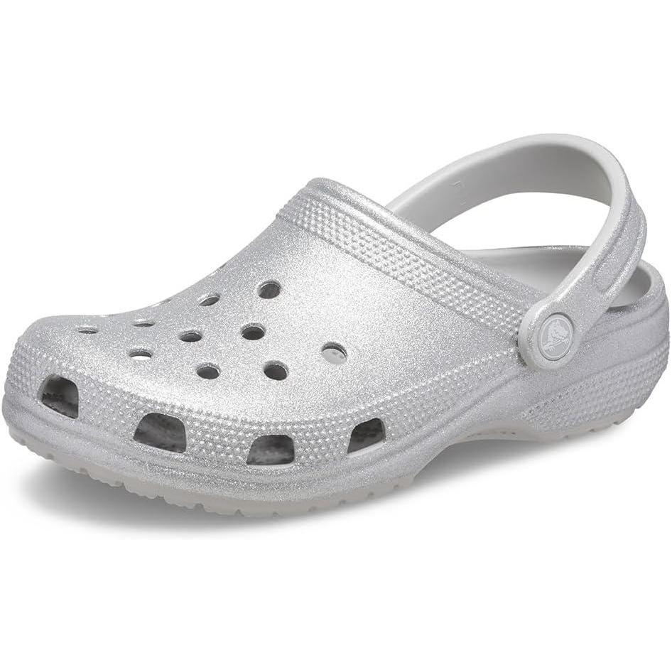 imageCrocs UnisexAdult Classic Glitter ClogsSilver Glitter