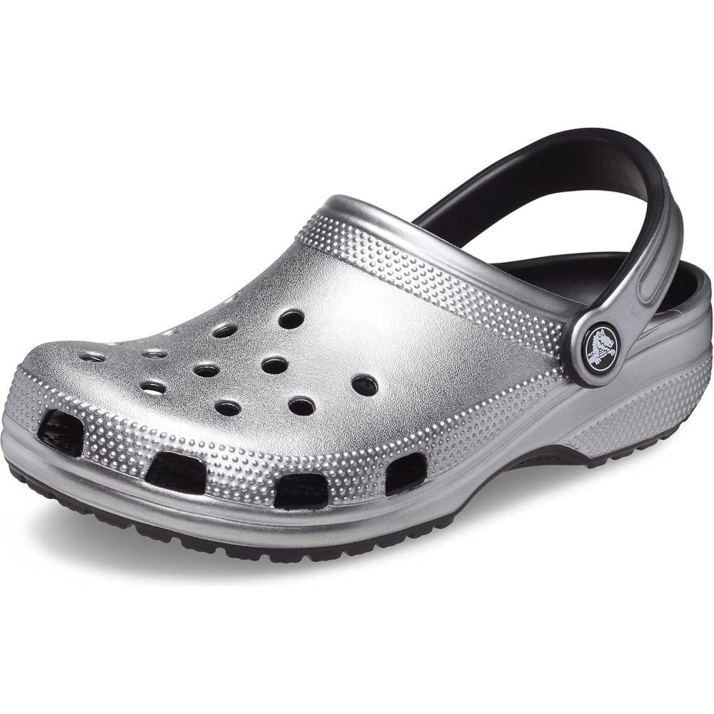 imageCrocs UnisexAdult Classic Glitter ClogsSilver Metallic