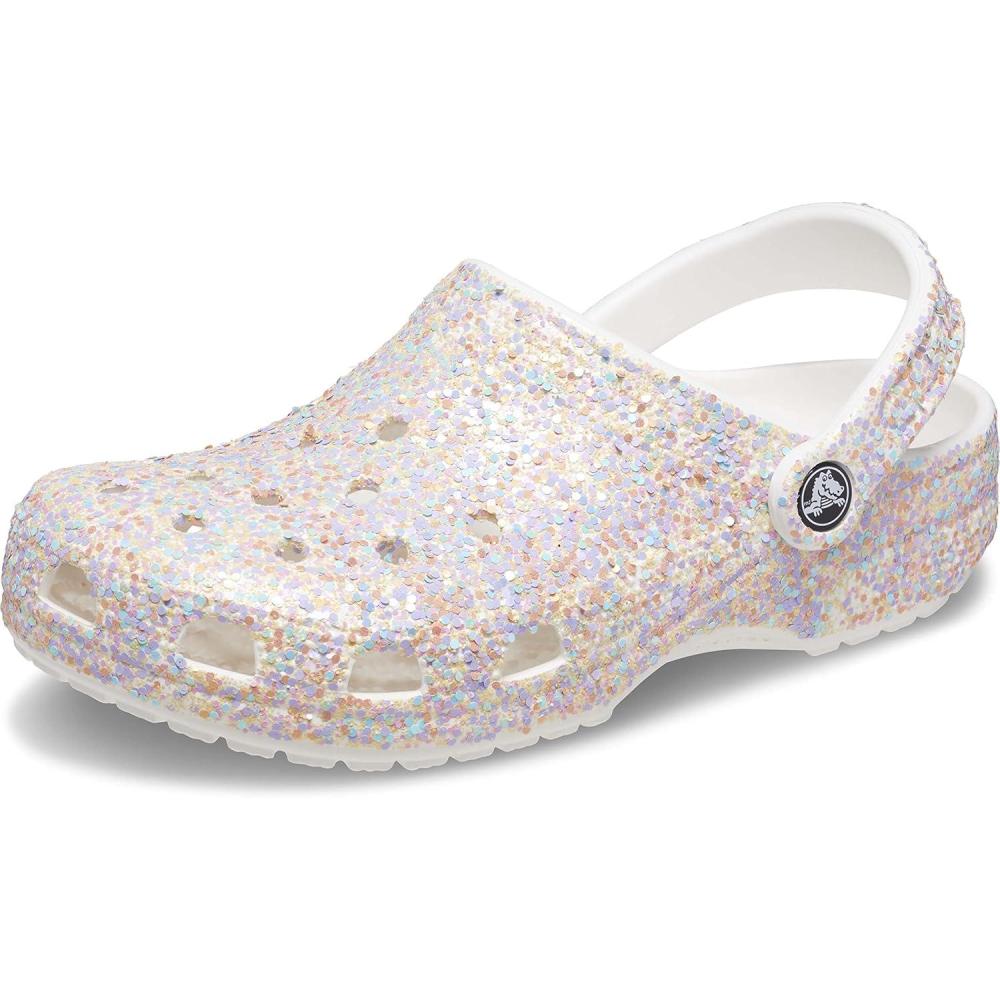 imageCrocs UnisexAdult Classic Glitter ClogsWhiteMulti