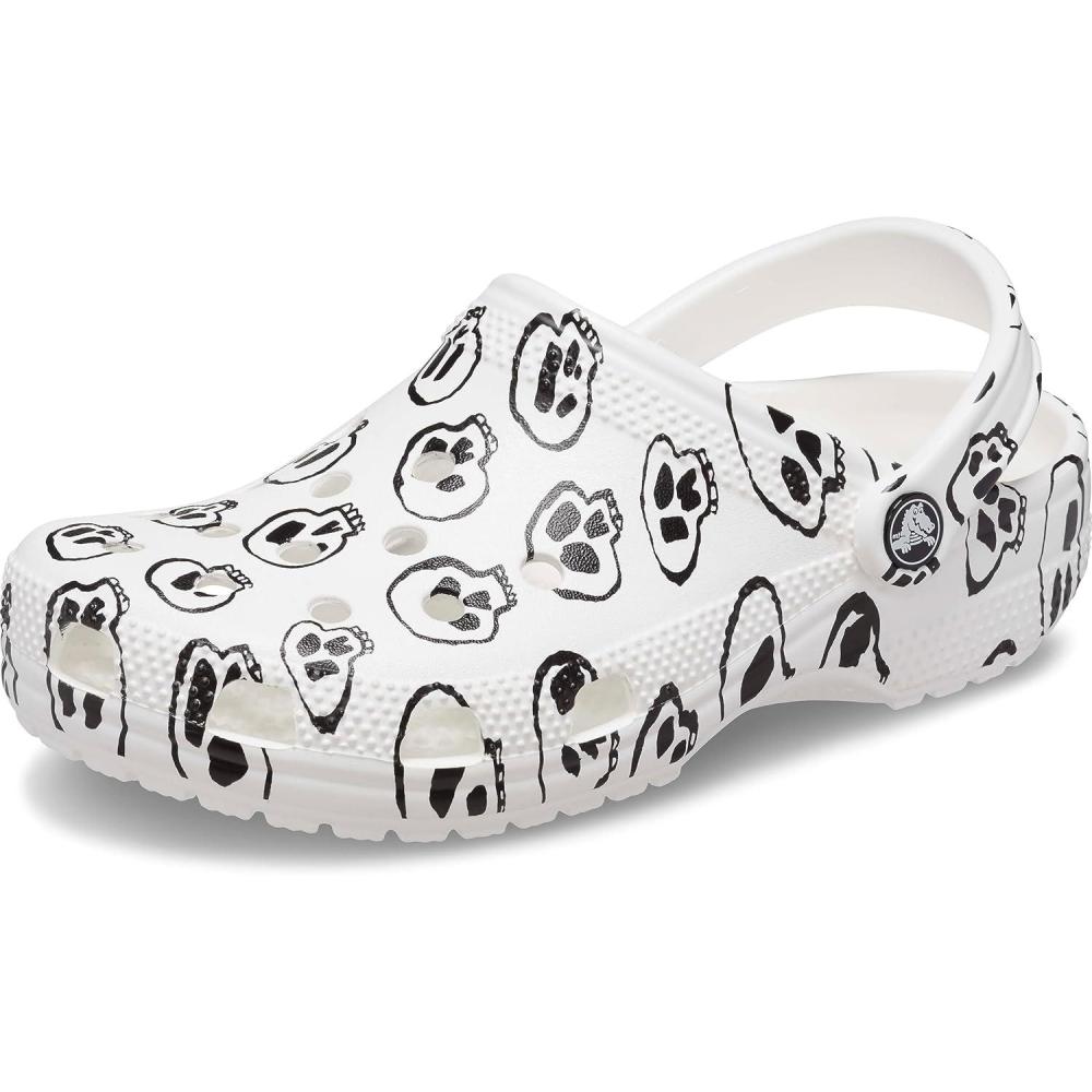 imageCrocs UnisexAdult Classic Graphic ClogsWhiteBlack