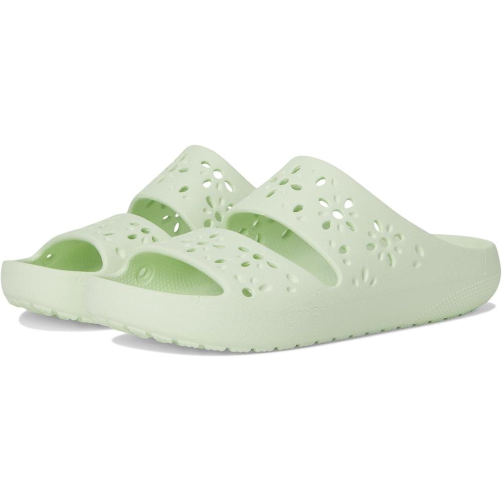 imageCrocs UnisexAdult Classic Sandals 20 with Floral Cutout Design SlideJade Tint