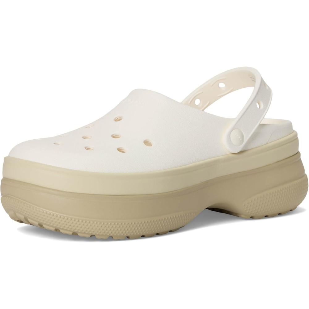 imageCrocs UnisexAdult Classic Stacked Clogs Platform PlatformChalk