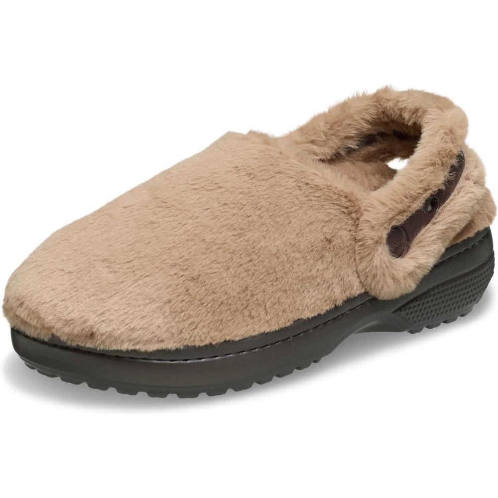 imageCrocs UnisexAdult Classic Unfurgettable Clogs Fuzzy SlippersMilk Chocolate