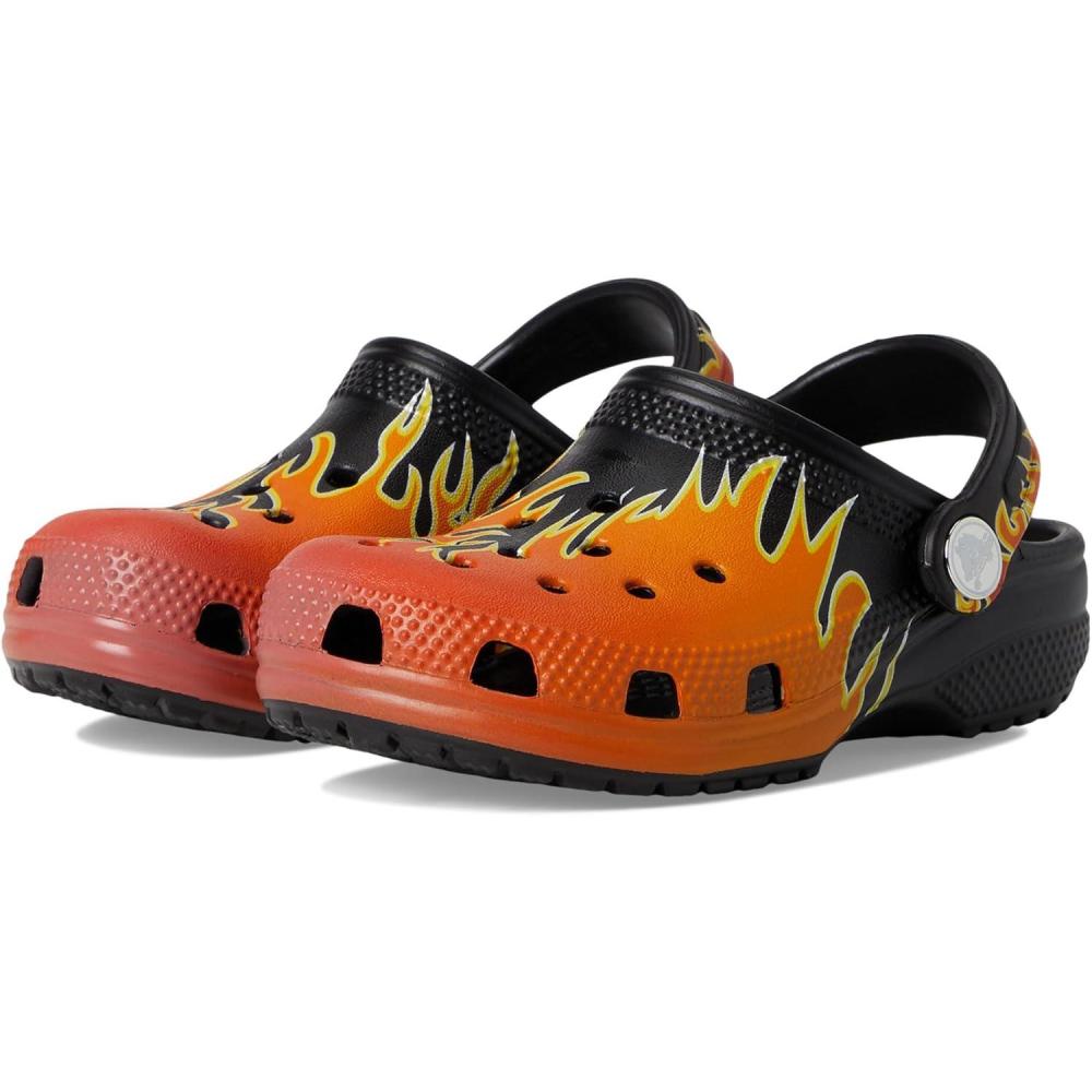 imageCrocs UnisexChild Classic Graphic ClogBlackMulti Flames