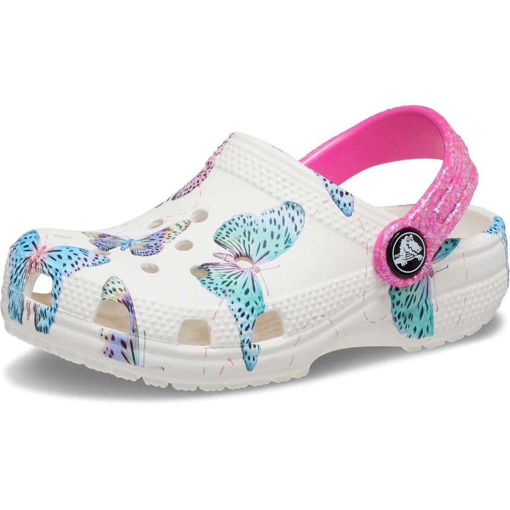 imageCrocs UnisexChild Classic Graphic ClogWhiteMulti Butterfly