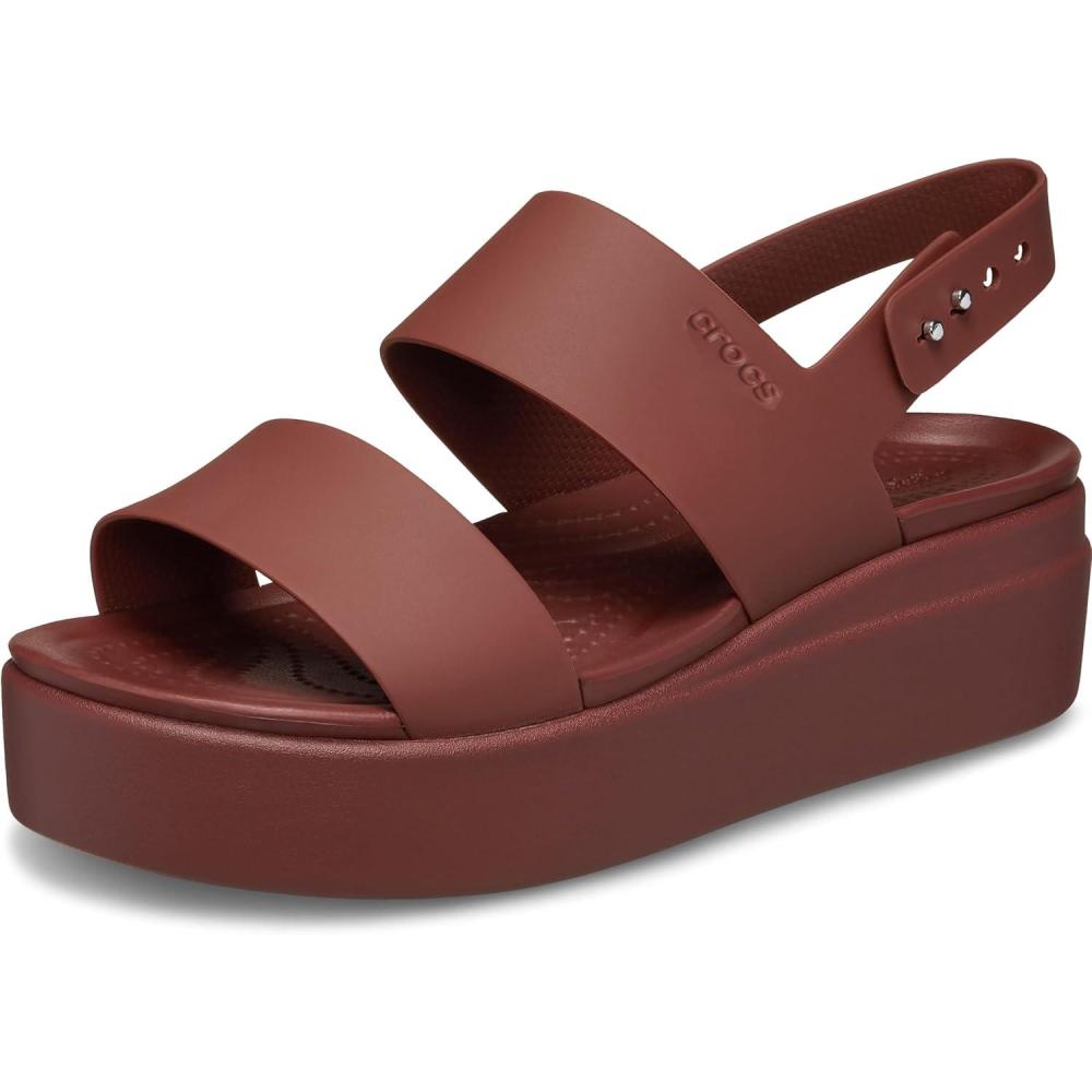 imageCrocs Womens Brooklyn Low Wedge SandalsDark Clay