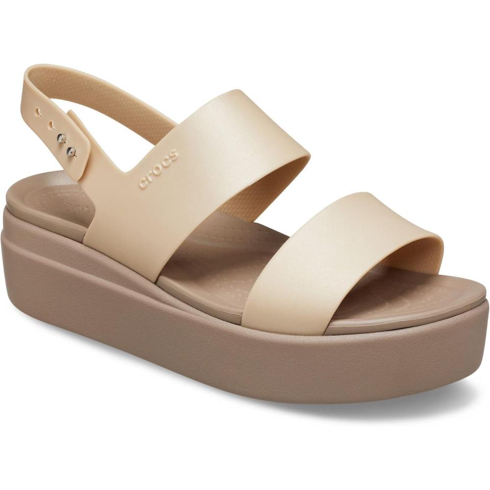 imageCrocs Womens Brooklyn Low Wedge SandalsMetallic Champagne