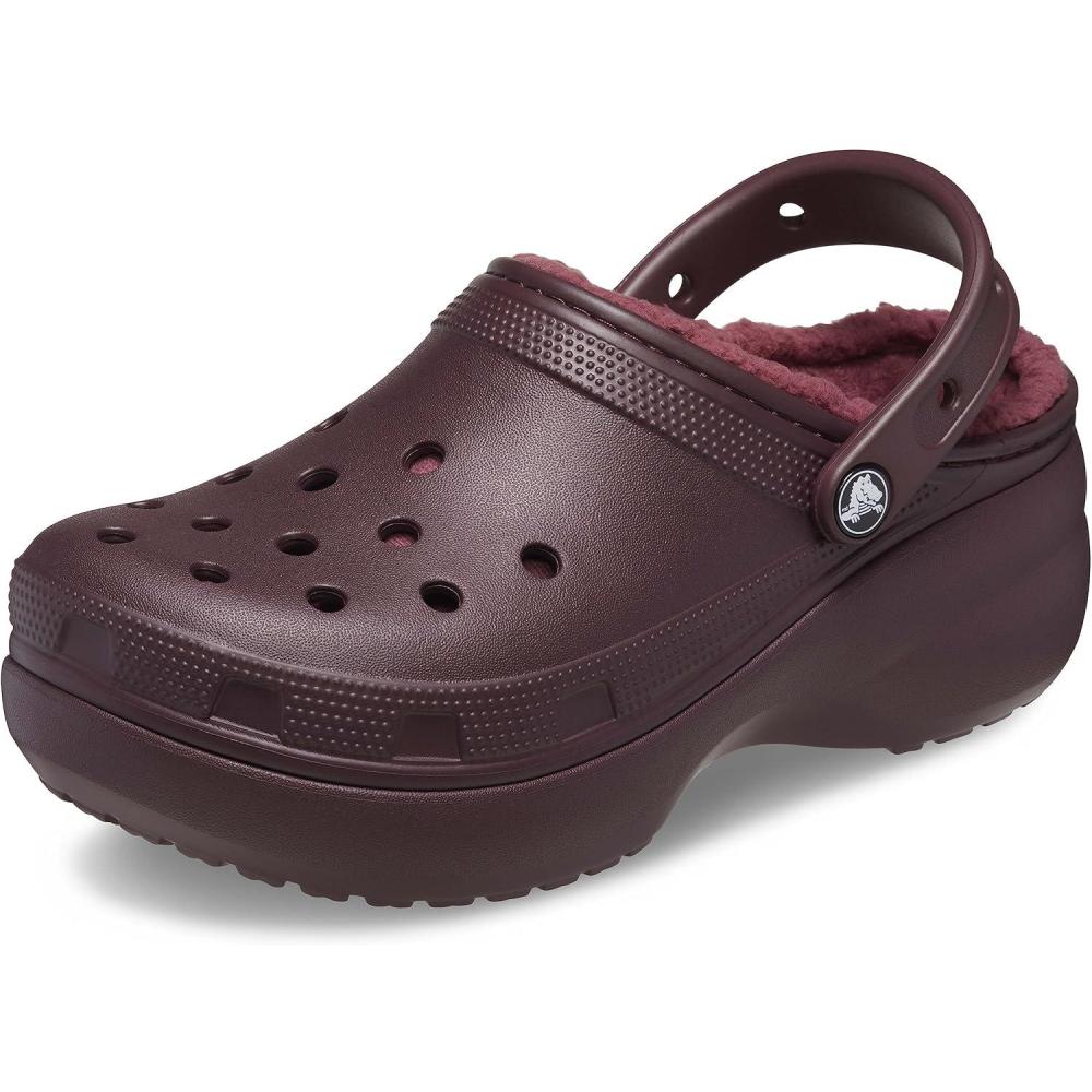 imageCrocs Womens Classic Lined Platform ClogsDark Cherry