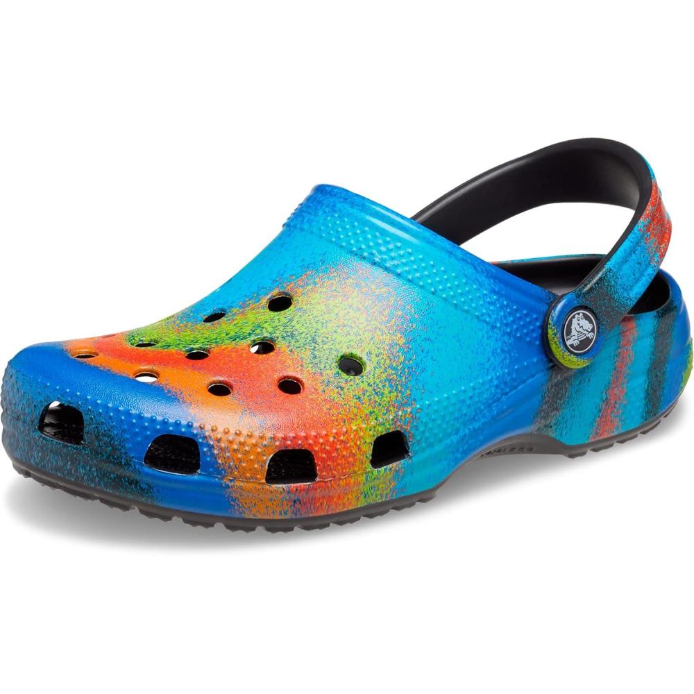 imageCrocs Womens Classic Marbled Tiedye ClogsBlackMulti Spray Dye