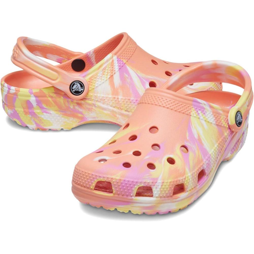 imageCrocs Womens Classic Marbled Tiedye ClogsPapayaMulti