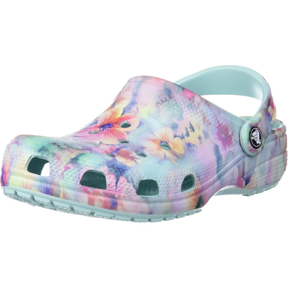 imageCrocs Womens Classic Marbled Tiedye ClogsWatercolor Floral