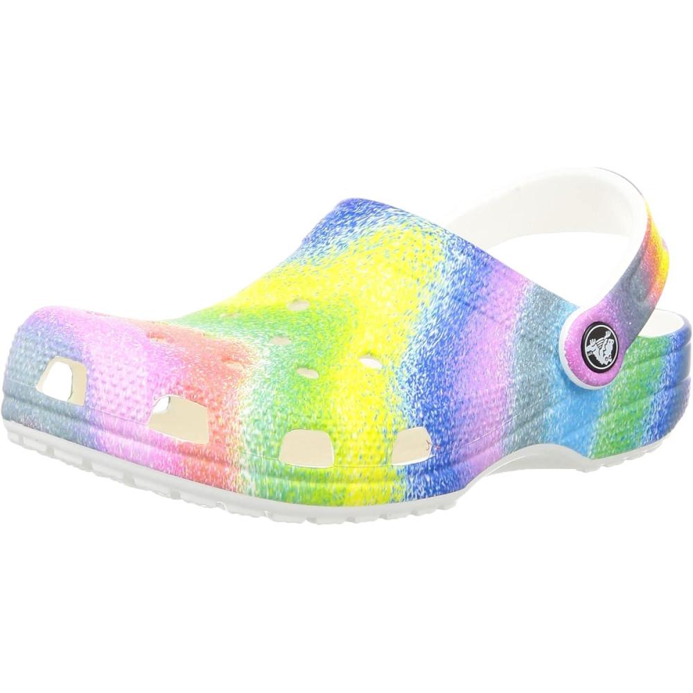 imageCrocs Womens Classic Marbled Tiedye ClogsWhiteMulti Spray Dye