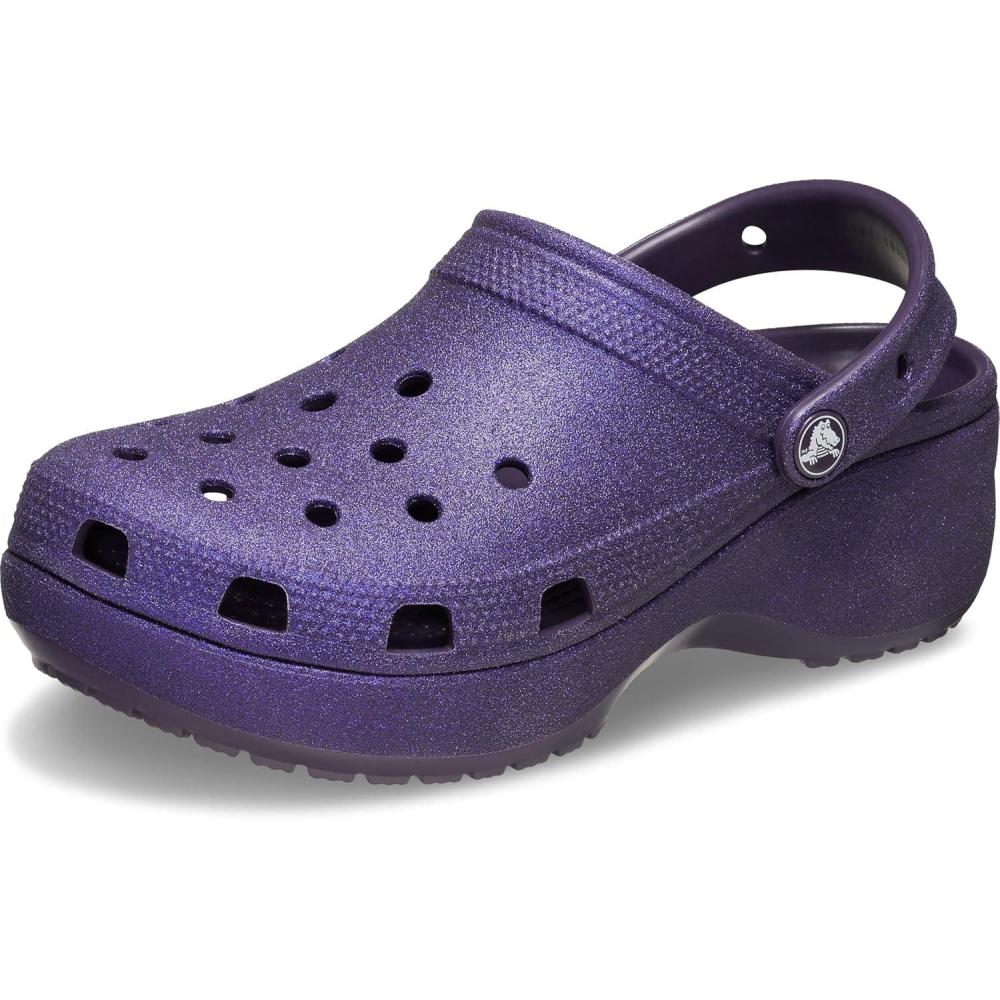 imageCrocs Womens Classic Platform Glitter ClogDark Iris