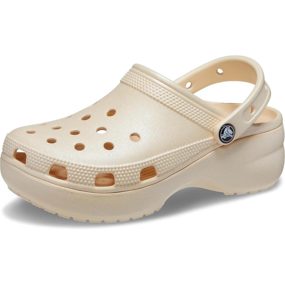 imageCrocs Womens Classic Platform Glitter ClogVanilla